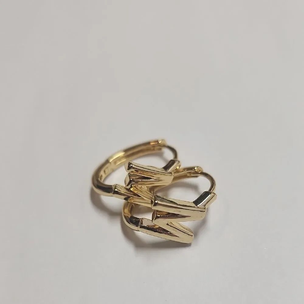 "M" Initial Earrings Gold Tone